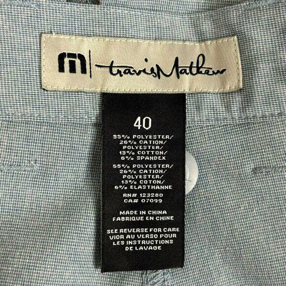 Travis Mathew Shorts Mens Size 40 Golf Flat Front Light Blue 10" Inseam - Picture 3 of 3